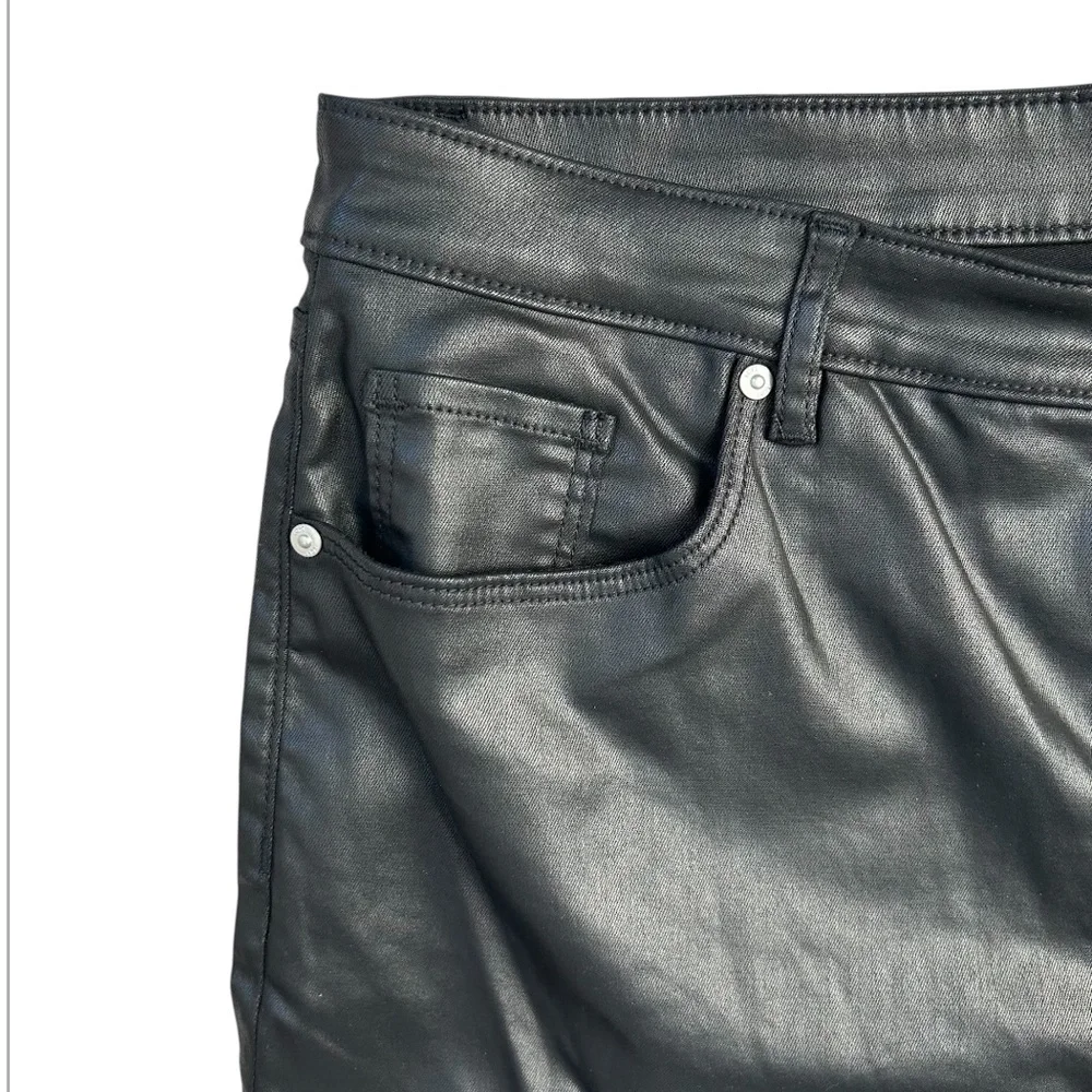 LOFT Women’s Curvy Kick Crop Faux Leather Pants Black Sheen Plus‎ Size 34/18 NWT
